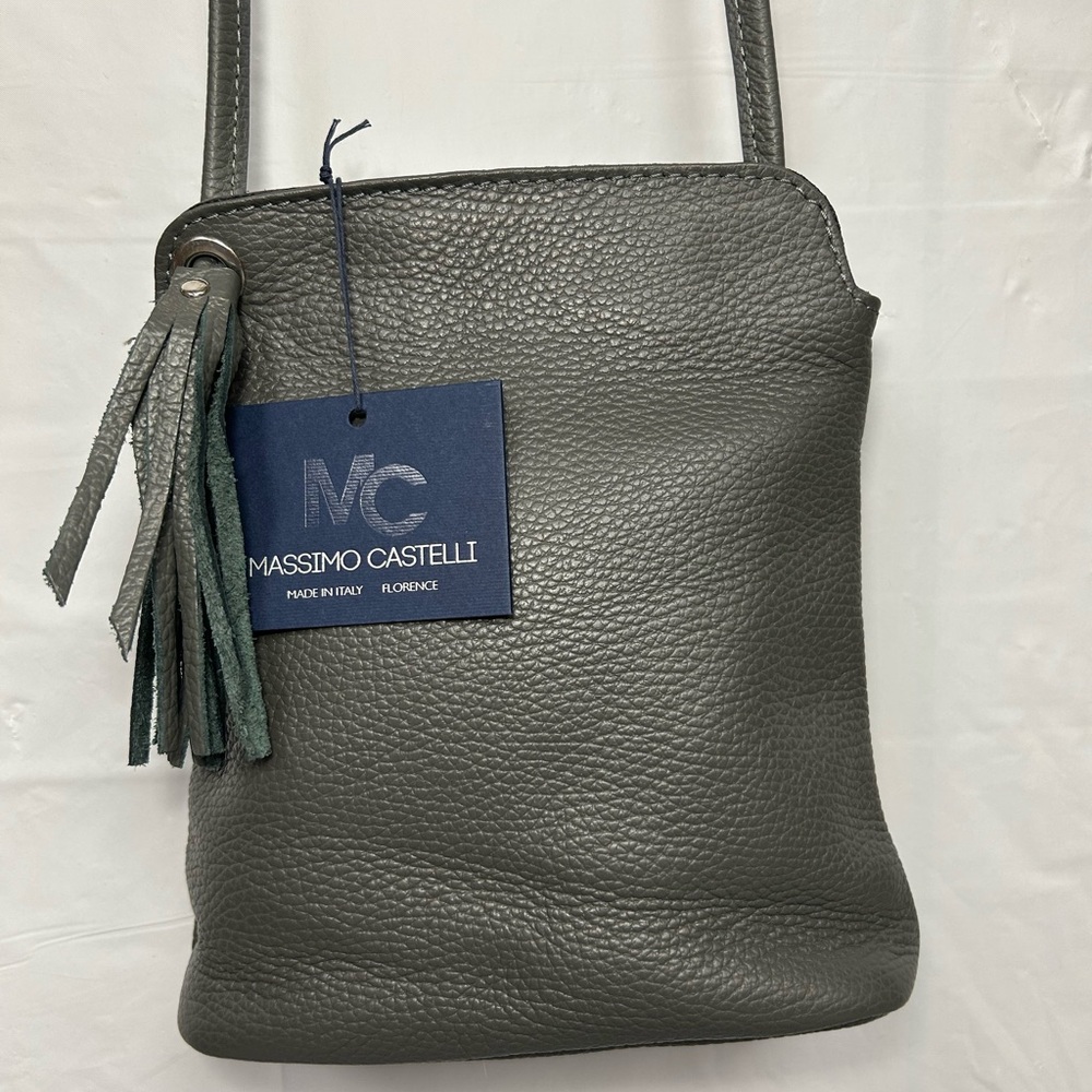Massimo Castelli NWT Italian Leather Crossbody Bag w/Adjustable Strap & Tassel